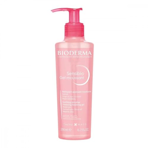 Bioderma Sensibio Foaming Gel Gentle Face Cleanser, Cleansing and Make-Up Removing Refreshing Feeling for Sensitive Skin, Unscented, 6.7 Fl Oz