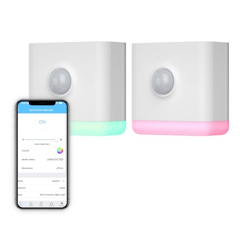 THIRDREALITY Multi-Function Night Light 2 Pack, Zigbee Repeater, 3-in-1 Combines a Motion Sensor, a Illumination Sensor and RGB Color Night Light, 1-100% Adjustable Brightness, Zigbee hub Required