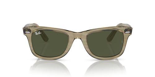 Ray-Ban RB2140 Original Wayfarer Square Sunglasses, Photochromic Frame Striped Grey/Green, 50 mm
