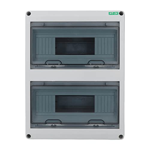 24 Way Distribution Protection Box, 270 x 350 x 105mm​ IP66 Waterproof DIN Rail Distribution Junction Box for Indoor Outdoor Wall Circuit Breaker