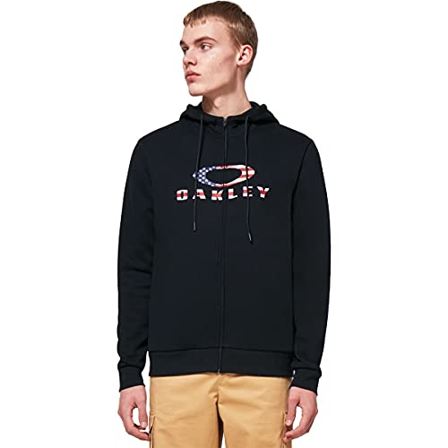 Oakley mens 2.0 Bark Full Zip Hoodie 2 0, Black/American Flag, Small US