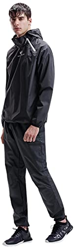 HOTSUIT Sauna Suit for Men Sweat Sauna Jacket Pant Gym Workout Sweat Suits, Black, XL