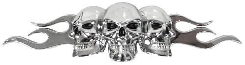 Custom Accessories 98076 Flaming Skull Emblem, SILVER