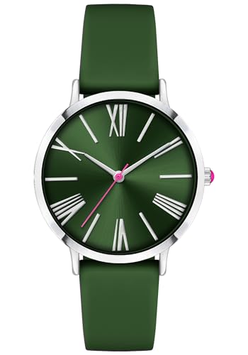 Bisley Women Watch Dark Green Silicone Strap Easy to Read Analog Waterproof Watch