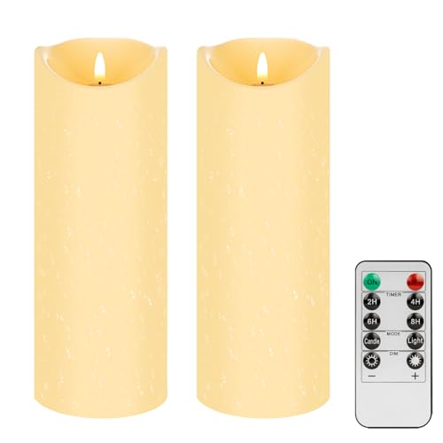 12"X4" Outdoor Flameless Candles, Large Battery Operated Candles with Remote, Waterproof LED Flickering Fake Electric Pillar Candles with Timer for Porch Lanterns Bathroom Patio Decor, Set of 2