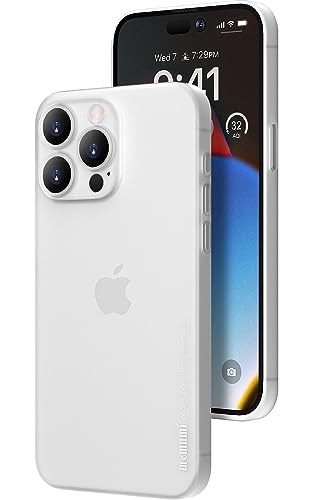 memumi for iPhone 15 Pro Ultra Thin Case, Camera Lens Cover Full Protection 0.3mm Lightweight Matte Finish Coating Hard Slim Case for iPhone 15 Pro 6.1" Minimalist Design Semi-Transparent Matte White