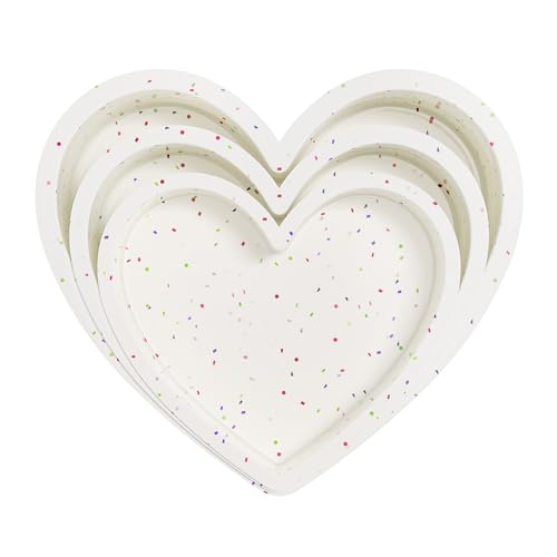 AOTASO 3 Pcs Silicone Heart Shaped Cake Pans 10 Inch 8 Inch 6 Inch Mini Small Large Heart Cake Pan Set Nonstick Silicone Heart Molds for Baking (Cream)