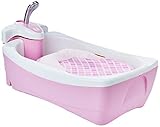 Summer Infant Lil Luxuries Whirlpool Bubbling Spa & Shower (Pink) Luxurious Baby Bathtub with Circulating Water Jets, 2 Piece Set (Pack of 1)