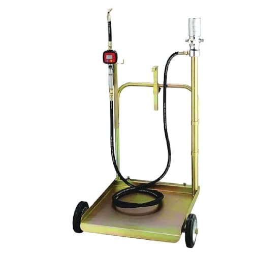 LAUCO 3:1 Air-Operated Oil Pump Kit – Digital Meter Gun, 13ft Hose, Mobile Drum Trolley & Regulator – Complete System for SAE240 Oil Transfer from 55 Gallon Barrels (Not for Gasoline or Diesel)