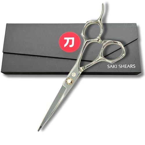 Professional Hair Cutting Scissors - 6 Inches - Convex Blade - Japanese 440C Stainless Steel - For Wet or Dry Cutting - Saki Shears Musashi For Hairdressers and Barbers