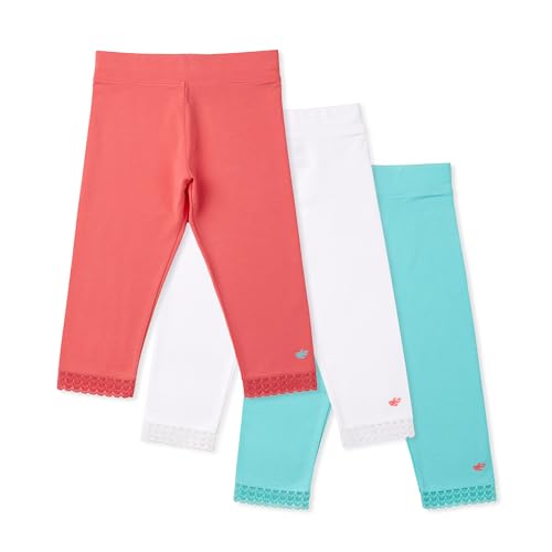 Lucky & Me Girls Leggings, Capri Length with Lace Trim and Wide Waistband, Jada 3 Pack Sunset Size 7-8 Years
