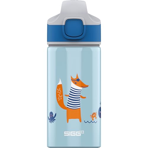 SIGG - Kids Miracle Water Bottle - Fox - Lightweight Aluminium with Leak-Proof Lid - One Hand Children's Drink Bottle - 13 Oz