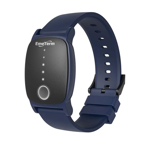 EmeTerm Explore FDA-Cleared Navy Blue Anti-Nausea Wristband IP67 Waterproof Morning Motion Sickness Relief Rechargeable Classic Strap Design Drug Free Without Side Effects FSA/HSA Eligible