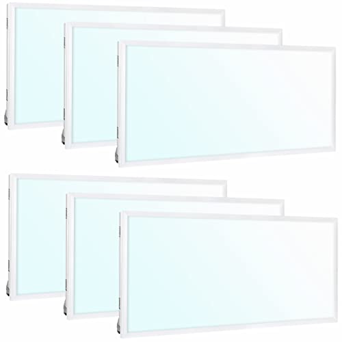 WEIZE 6 Pack 2x4 FT LED Flat Panel Troffer Light, 40/50/60W, CCT Selectable 4000K/5000K/6500K Drop Ceiling Office Lights, 115LM/W, 0-10V Dimmable Ultra Slim Recessed Back-lit Fixture