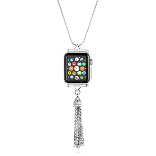 Divoti Stainless Steel iWatch Necklace Adapter Compatible with Apple Watch – Tassel Necklace, All Series: 38/40 / 41mm
