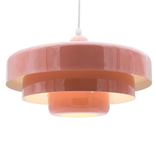 DoungRos Pink Pendant Light Mid Century Pendant Lamp Nordic Pendant Lighting Fixture Hanging Ceiling Light 3-Layer Shade Design for Kitchen Island Dining Table Bedroom
