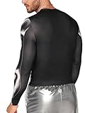 WDIRARA Men's 3D Body Print Crop Top Long Sleeve Muscle T Shirt Party Club Rave Clothes Multicolor Small