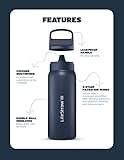 LifeStraw Go Series — Insulated Stainless Steel Water Filter Bottle for Travel and Everyday Use Removes Bacteria, Parasites and Microplastics, Improves Taste, 1L Aegean Sea