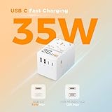 TESSAN 35W Universal Travel Adapter, International Plug Adaptor with 3 USB C and 2 USB A Charging Ports, Worldwide Power Outlet for US to European EU UK AUS Ireland(Type C/G/A/I)