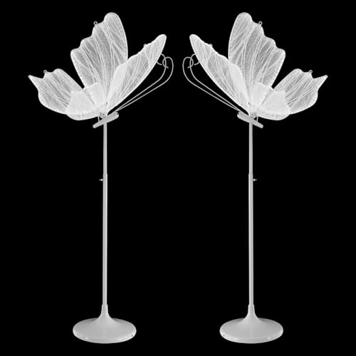 GALAXYWAY 2PCS Wedding Butterfly Floor Lamp LED Butterfly Wings Decor Wedding Butterfly Ceiling Lamp Creative Butterfly Hanging Decoration Props for Wedding Party 57.5-70.1in Adjustable Height