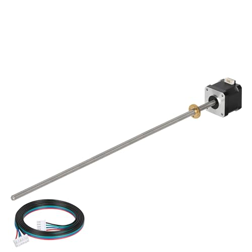 BESJMYT Nema 17 Stepper Motor Integrated 15.75in(400mm) T8 Lead Screw 1.7A Brass Nut 1m Cable 2 Phase 4 Lead 0.4Nm/56.64oz.in Bipolar High Torque 42x40mm Motors for 3D Printer/CNC Machine/Automation