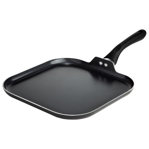 Ecolution Artistry Nonstick Square Griddle, Easy To Clean, Comfortable Handle, Even Heating, Dishwasher Safe Pots and Pans, 11-Inch, Black