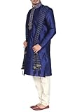 Sonisha MKP9007 Blue and Ivory Men's Kurta Pyjama Indian Suit Bollywood Sherwani (40)