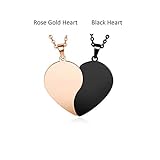 Zysta Customized Heart Puzzle Matching Necklaces for Couples Boyfriend Girlfriend Women Men Yinyang Couples Necklace Pendant Engraved Stainless Steel Yinyang Pendant Jewelry Gift Set