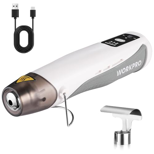 WORKPRO 7.2V Mini Cordless Heat Gun, 680℉ Hot Air Gun with Reflector Nozzle, 3 Temp Settings - Cool Air, 302℉(150℃)/680℉(360℃), Fully Ceramic Heating Core for Craft Embossing