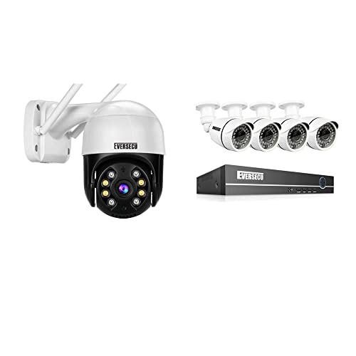 1set 4CH HD Analog Security Cameras System + 1pcs WiFi Outdoor PTZ Camera with The Same App: Xmeye