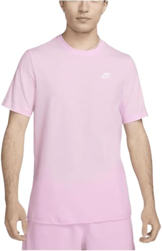 Nike Men's Embroidered Logo T-Shirt (US, Alpha, Large, Regular, Regular, Pink Foam)