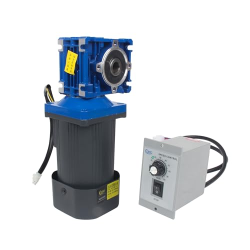 CNCTOPBAOS AC 110V 120W Worm Gear Motor 1600RPM 18N.m High Torque with Speed Governor Controller,Adjustable Variable Electric Geared Motor NMRV30 Worm Gearbox Reducer Ratio 1:10,14mm Output Shaft