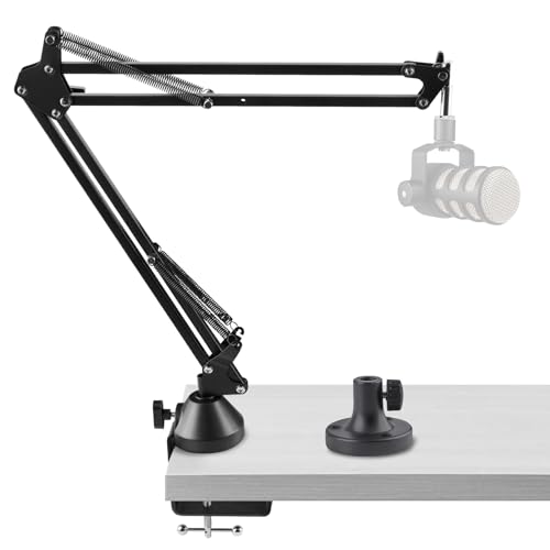 Geekria for Creators Microphone Arm Compatible with Rode PodMic, NT-USB, NT1-A, NT1, Mic Boom Arm Mount with Table Flange Adapter, Suspension Stand, Mic Scissor Arm, Desk Mount Holder