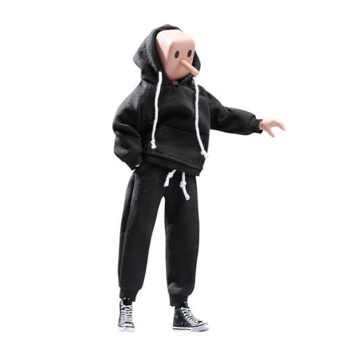 1/12 Scale Male Clothes,Men's Hoodie Pants Trousers Clothing for 6inch Male Action Figure Body Doll (Black Color)