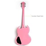 Fojill FSG-60 Solid Body Full Size Canadian Maple Neck Genuine Rosewood Fretboard Fingerboard Mahoghany Body Electric Guitar(Pink)