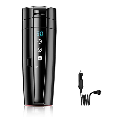 Portable Electric Car Kettle, 12V/24V Car Heating Cup, Stainless Steel Heated Travel Mug, Car Smart Temperature Control Electric Kettle, for Coffee Tea Milk, 400ML