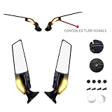 D1M Wind Wing Rear View Mirrors,Side Mirrors Wind Swivel Wing Mirrors,Adjustable Rotating Side Mirror Winglet,Wing Winglet Mirror for YAMAHA R3 R15-V3 R25 X-MAX R6R6