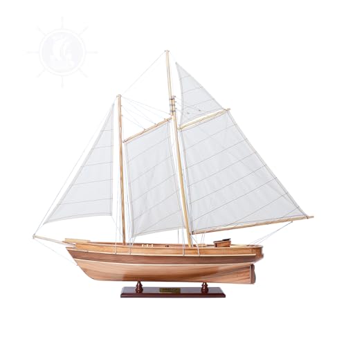 Old Modern Handicrafts America Sailboat Model - Collectible Wooden Scale Model - Small - Made from Premium Wood - 33.0L x 5.5W x 28.0H Inches