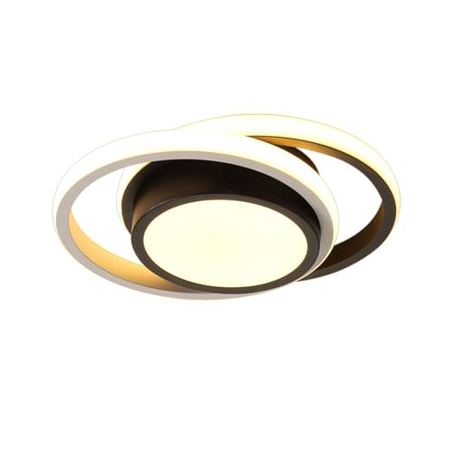 DDBESSIC Modern Ceiling Lights for Living Room, 19w LED 2 Rings Creative Bedroom Light Fixture, Dimmable Lighting Fixtures Dining Room Light for Hallway Kitchen Office