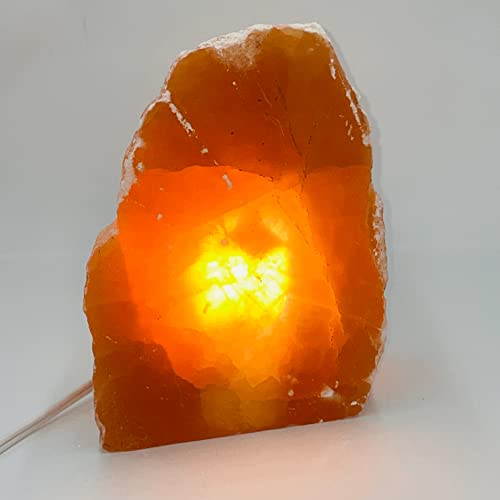 Orange Selenite Raw Lamp by CuartoAstral - Selenite Crystal Healing - Strong Protection - Ambience Cleanser