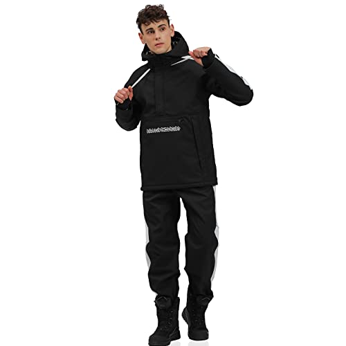 Men's Ski Jacket and Pants Set Waterproof Ski Suits Windproof Insulated Snowsuit Hooded Snowboard Jacket for Winter Sports Medium