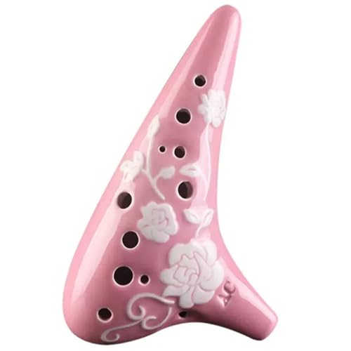 12-Hole Alto AC Ocarina, Submarine Shaped Ocarina Instrument, for Beginners/Music Lovers, Carved Glazing/Smoked Process, Creative Gift(Yellow)