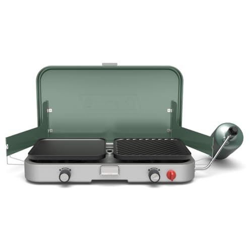 Coleman Cascade 3-in-1 Outdoor Camp Stove, Portable Cooktop with Included Cast-Iron Grill & Griddle Accessories, 24,000 BTUs of Power for Camping, Tailgating, Grilling
