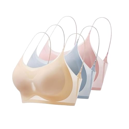 LXURY Summer Seamless Ultra-Thin Plus Size Ice Silk Comfort Bra, Windy Bra, Breathable Cool Sports Bra for Women (3PCS-A,Large)