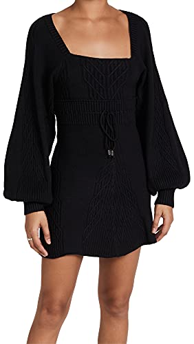 Free People Emmaline Mini Sweater Dress Black MD (Women's 8-10)