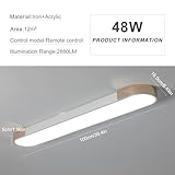 Qcyuui Modern LED Ceiling Light,39.4 Inch Dimmable LED Flush Mount Ceiling Light,White and Gold Long Ceiling Light Fixture for Office Bedroom Kitchen Hallway (48W/3000-6500K)