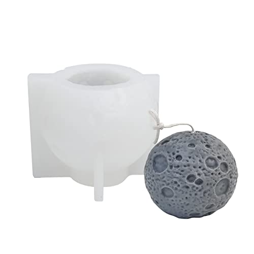 MIMIRACLE Moon Candle Molds 3D Moon Shaped Epoxy Resin Mold Exterior of Moon Model Aromatherapy Mold Silicone Chocolate Candy Mold Cake Fondant