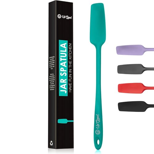 Silicone Jar Spatula | 600F Heat Resistant Non-Stick Rubber Scraper | Perfect for Jars, Smoothies, Blenders | One Piece Utensils | Durable Kitchen Cookware (UpGood Professional Spatulas, Teal)