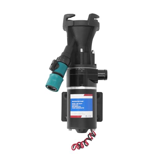 12V Macerator Pump with Flush Valve High Efficiency Waste Water Sewage Dumping Pump for RV Marine Boat 12GPM 45LPM ABS Copper Stainless Steel