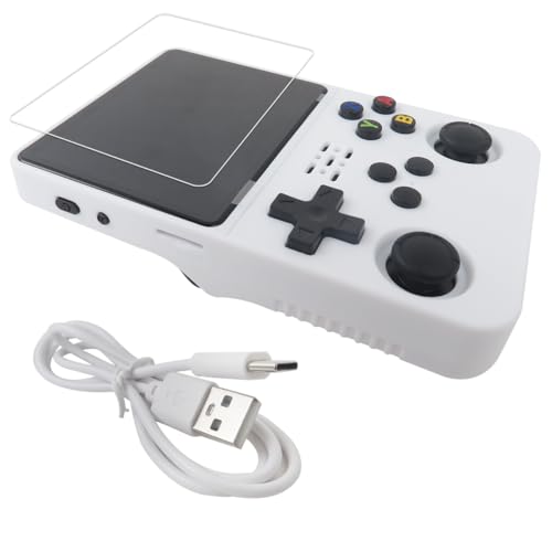 Zafina-UP New Upgraded White R36S Retro Handheld Video Game Console Linux System 3.5 Inch IPS Screen, 128G , 15,000+ Classic Games